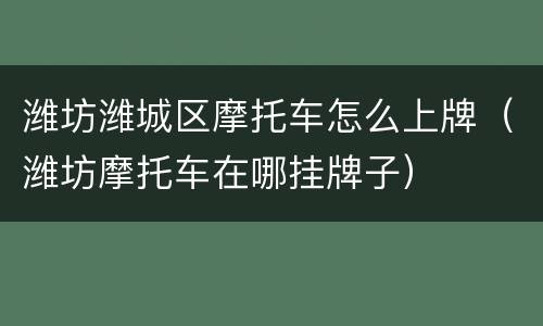 潍坊潍城区摩托车怎么上牌（潍坊摩托车在哪挂牌子）