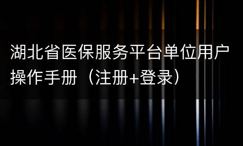 湖北省医保服务平台单位用户操作手册（注册+登录）