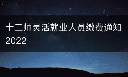 十二师灵活就业人员缴费通知2022
