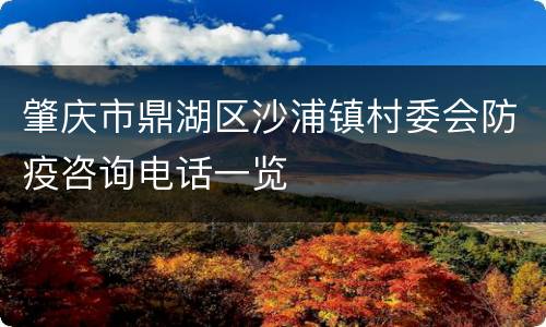 肇庆市鼎湖区沙浦镇村委会防疫咨询电话一览