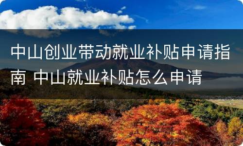 中山创业带动就业补贴申请指南 中山就业补贴怎么申请