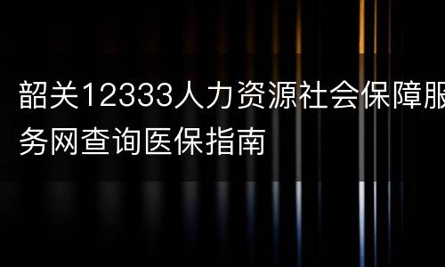 韶关12333人力资源社会保障服务网查询医保指南
