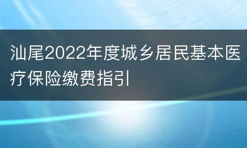 汕尾2022年度城乡居民基本医疗保险缴费指引