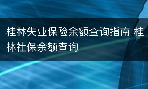 桂林失业保险余额查询指南 桂林社保余额查询