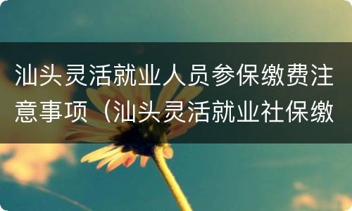 汕头灵活就业人员参保缴费注意事项（汕头灵活就业社保缴费）