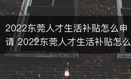 2022东莞人才生活补贴怎么申请 2022东莞人才生活补贴怎么申请不了
