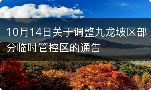 10月14日关于调整九龙坡区部分临时管控区的通告