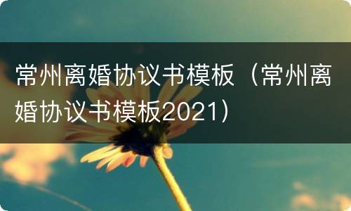 常州离婚协议书模板（常州离婚协议书模板2021）