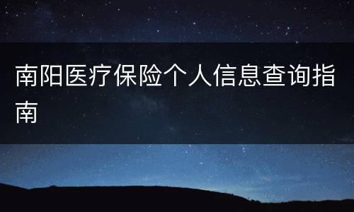 南阳医疗保险个人信息查询指南