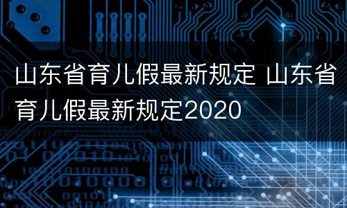 山东省育儿假最新规定 山东省育儿假最新规定2020