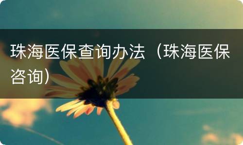 珠海医保查询办法（珠海医保咨询）