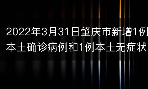 2022年3月31日肇庆市新增1例本土确诊病例和1例本土无症状感染者