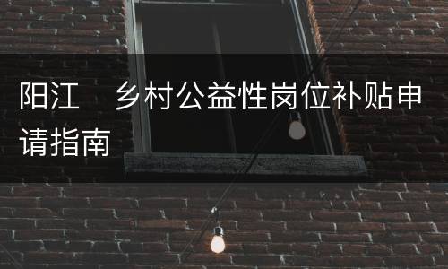 阳江​乡村公益性岗位补贴申请指南