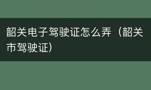 韶关电子驾驶证怎么弄（韶关市驾驶证）
