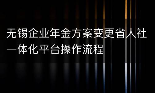 无锡企业年金方案变更省人社一体化平台操作流程
