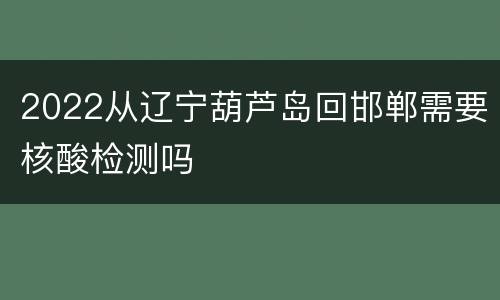 2022从辽宁葫芦岛回邯郸需要核酸检测吗