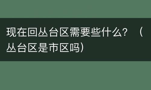 现在回丛台区需要些什么？（丛台区是市区吗）