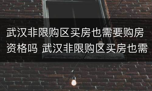 武汉非限购区买房也需要购房资格吗 武汉非限购区买房也需要购房资格吗