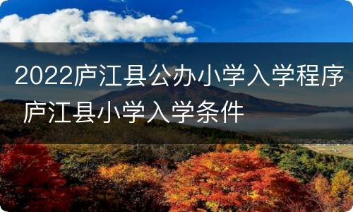 2022庐江县公办小学入学程序 庐江县小学入学条件