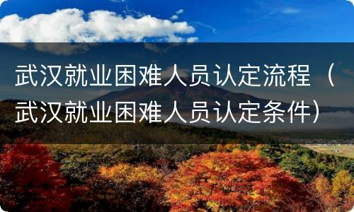 武汉就业困难人员认定流程（武汉就业困难人员认定条件）