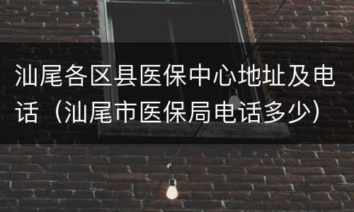汕尾各区县医保中心地址及电话（汕尾市医保局电话多少）