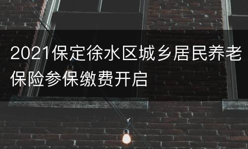 2021保定徐水区城乡居民养老保险参保缴费开启