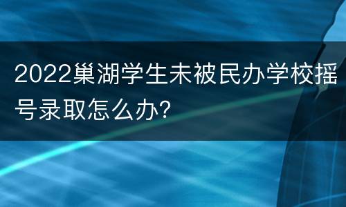 2022巢湖学生未被民办学校摇号录取怎么办？