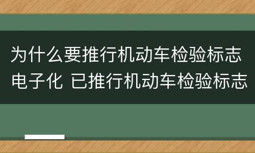 为什么要推行机动车检验标志电子化 已推行机动车检验标志电子化