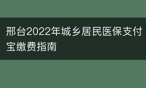 邢台2022年城乡居民医保支付宝缴费指南