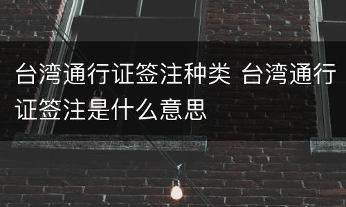 台湾通行证签注种类 台湾通行证签注是什么意思