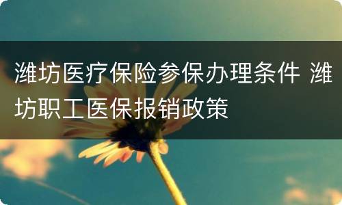 潍坊医疗保险参保办理条件 潍坊职工医保报销政策