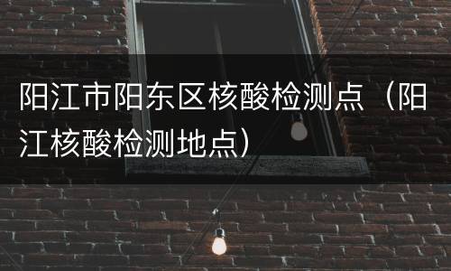 阳江市阳东区核酸检测点（阳江核酸检测地点）