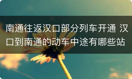 南通往返汉口部分列车开通 汉口到南通的动车中途有哪些站点