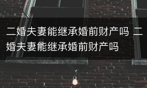 二婚夫妻能继承婚前财产吗 二婚夫妻能继承婚前财产吗