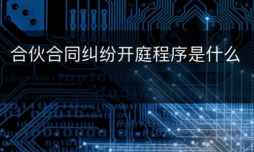 合伙合同纠纷开庭程序是什么