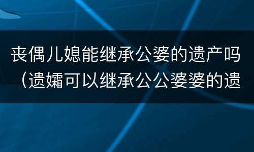 丧偶儿媳能继承公婆的遗产吗（遗孀可以继承公公婆婆的遗产吗）