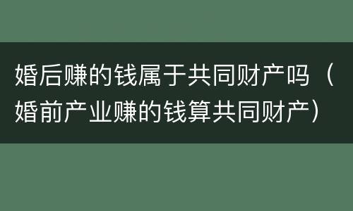 婚后赚的钱属于共同财产吗（婚前产业赚的钱算共同财产）
