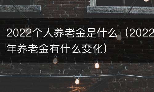2022个人养老金是什么（2022年养老金有什么变化）