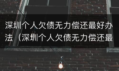 深圳个人欠债无力偿还最好办法（深圳个人欠债无力偿还最好办法是哪种）