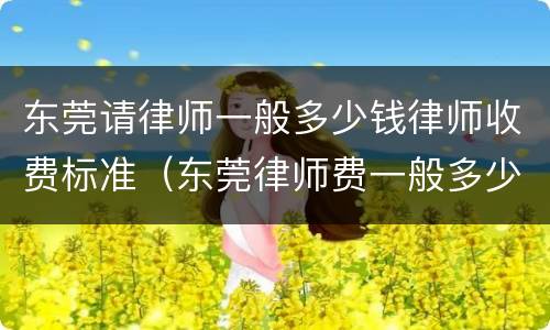 东莞请律师一般多少钱律师收费标准（东莞律师费一般多少费用）