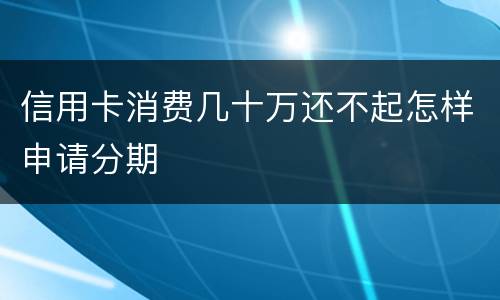 信用卡消费几十万还不起怎样申请分期