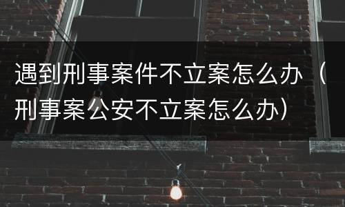 遇到刑事案件不立案怎么办（刑事案公安不立案怎么办）