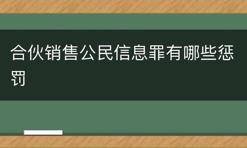 合伙销售公民信息罪有哪些惩罚