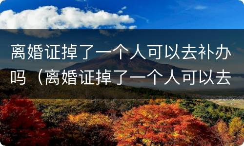 离婚证掉了一个人可以去补办吗（离婚证掉了一个人可以去补办吗?）