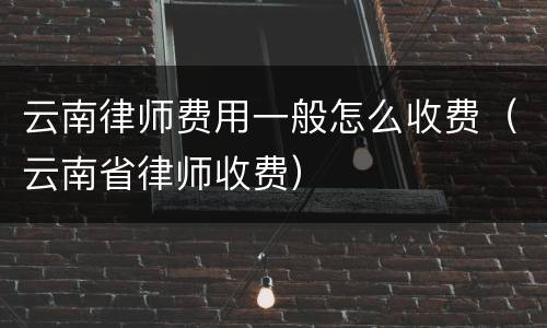 云南律师费用一般怎么收费（云南省律师收费）