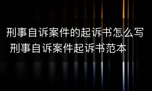 刑事自诉案件的起诉书怎么写 刑事自诉案件起诉书范本