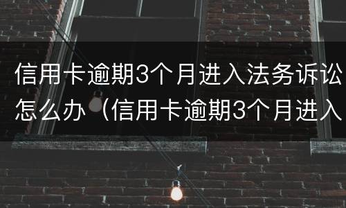 信用卡逾期3个月进入法务诉讼怎么办（信用卡逾期3个月进入法务诉讼怎么办理）