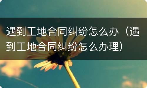 遇到工地合同纠纷怎么办（遇到工地合同纠纷怎么办理）