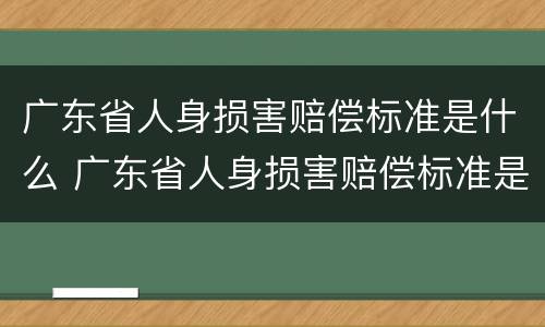 广东省人身损害赔偿标准是什么 广东省人身损害赔偿标准是什么时候实施