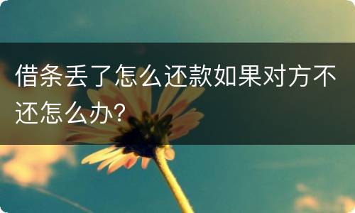 借条丢了怎么还款如果对方不还怎么办？